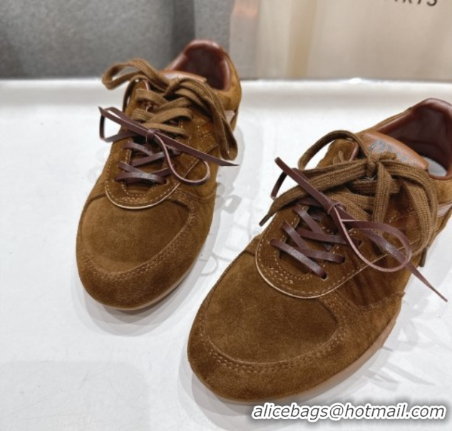 Cheap Price Miu Miu Gymnasium Sneakers in Suede Leather Brown 1024084