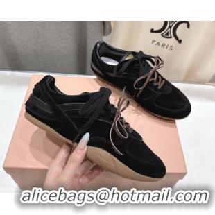 Unique Style Miu Miu Gymnasium Sneakers in Suede Leather Black 1024085