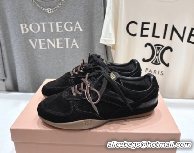 Unique Style Miu Miu Gymnasium Sneakers in Suede Leather Black 1024085