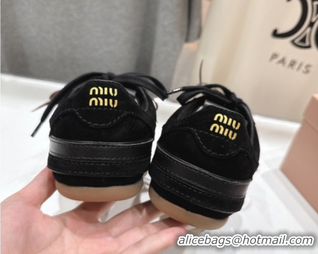 Unique Style Miu Miu Gymnasium Sneakers in Suede Leather Black 1024085