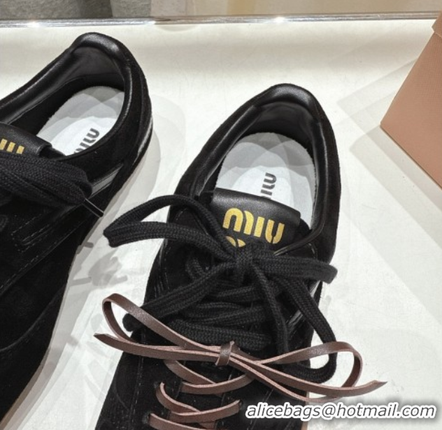 Unique Style Miu Miu Gymnasium Sneakers in Suede Leather Black 1024085
