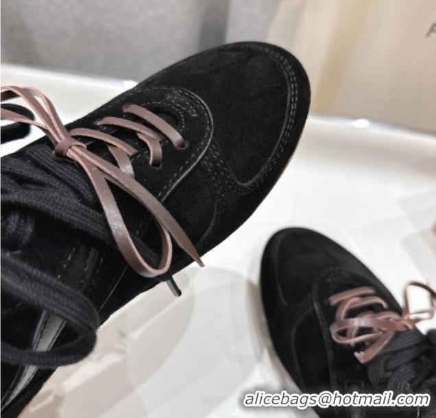 Unique Style Miu Miu Gymnasium Sneakers in Suede Leather Black 1024085