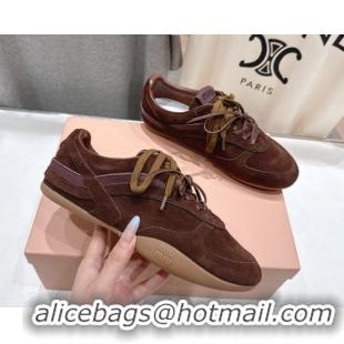 Best Product Miu Miu Gymnasium Sneakers in Suede Leather Dark Brown 1024086