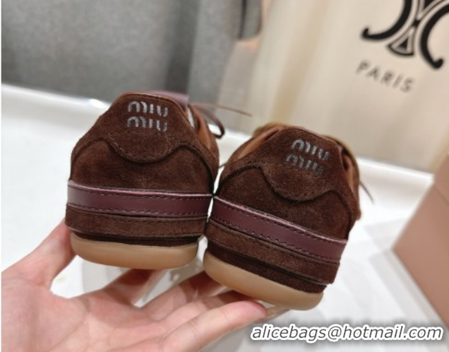 Best Product Miu Miu Gymnasium Sneakers in Suede Leather Dark Brown 1024086