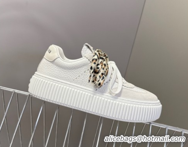 Stylish Miu Miu Suede and Leather Sneakers 4.5cm with Double Lace Grey 1024097