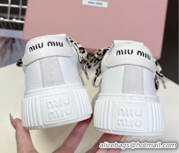 Stylish Miu Miu Suede and Leather Sneakers 4.5cm with Double Lace Grey 1024097