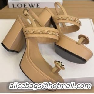 ​Market Sells Chanel Slide Sandal Heel 11cm With Buckle Strap CH8523 Beige 2025