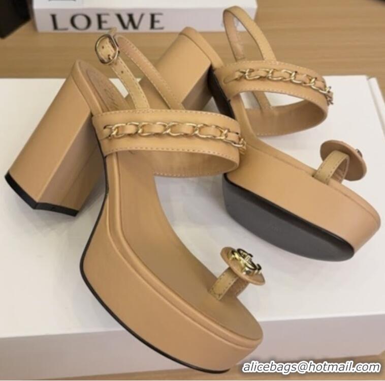 ​Market Sells Chanel Slide Sandal Heel 11cm With Buckle Strap CH8523 Beige 2025