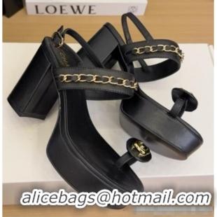 Best Price Chanel Slide Sandal Heel 11cm With Buckle Strap CH8523 Black 2025