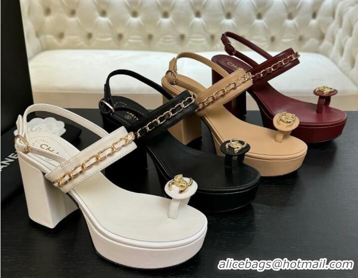 Best Price Chanel Slide Sandal Heel 11cm With Buckle Strap CH8523 Black 2025