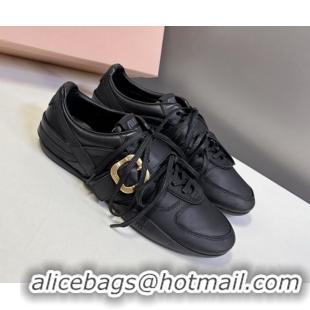 Stylish Miu Miu Leather Sneakers with Buckle Black 5E549E 1024105