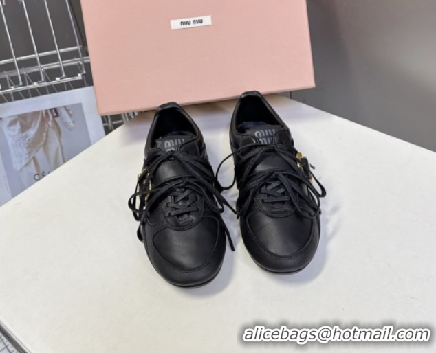 Stylish Miu Miu Leather Sneakers with Buckle Black 5E549E 1024105