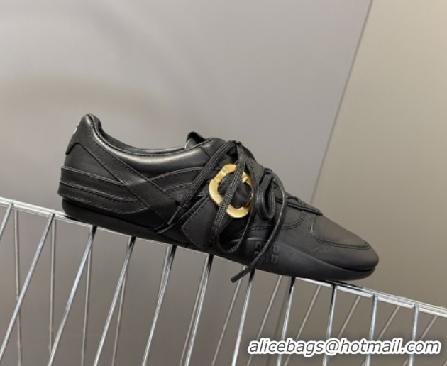 Stylish Miu Miu Leather Sneakers with Buckle Black 5E549E 1024105