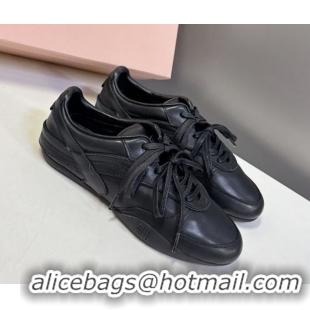 Sophisticated Miu Miu Gymnasium Leather Sneakers Black MM102401 1024107