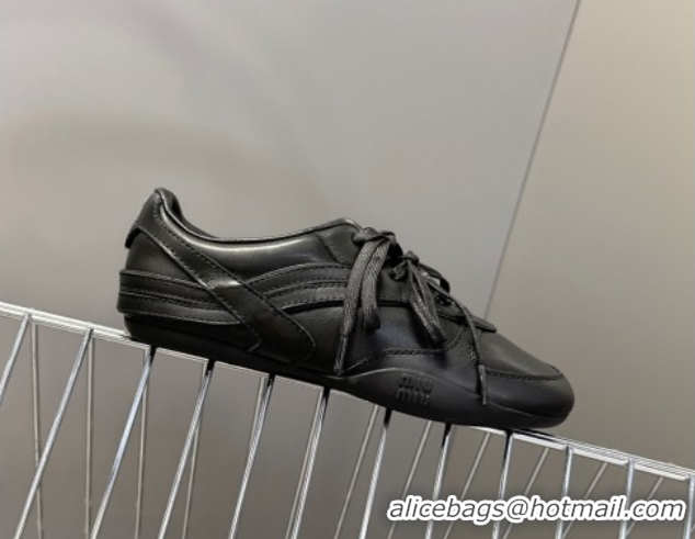 Sophisticated Miu Miu Gymnasium Leather Sneakers Black MM102401 1024107