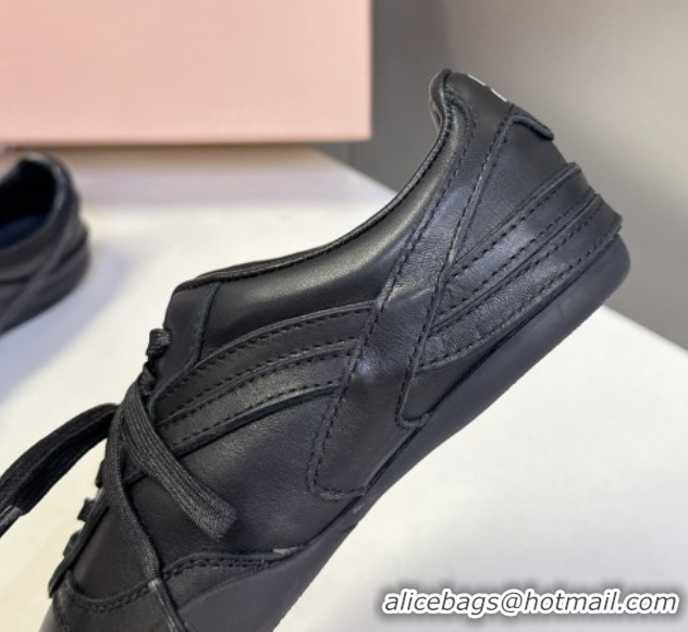 Sophisticated Miu Miu Gymnasium Leather Sneakers Black MM102401 1024107