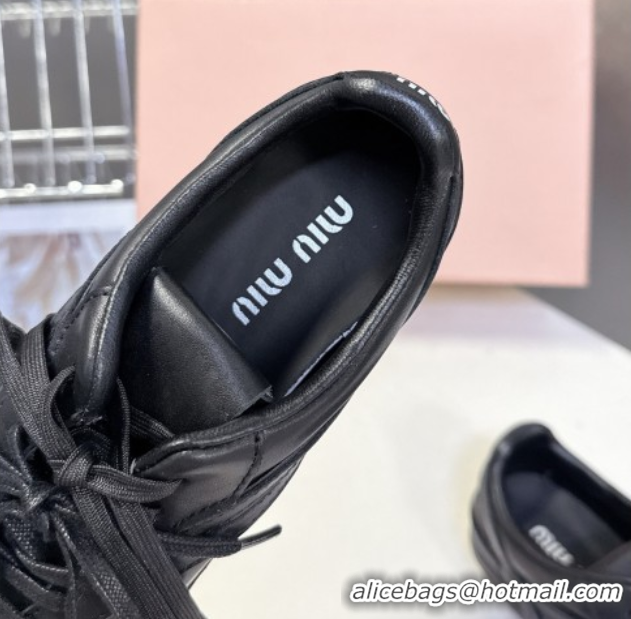 Sophisticated Miu Miu Gymnasium Leather Sneakers Black MM102401 1024107
