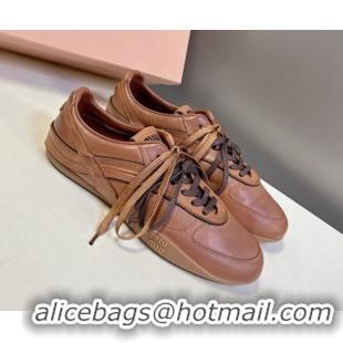 Purchase Miu Miu Gymnasium Leather Sneakers Brown MM102401 1024108