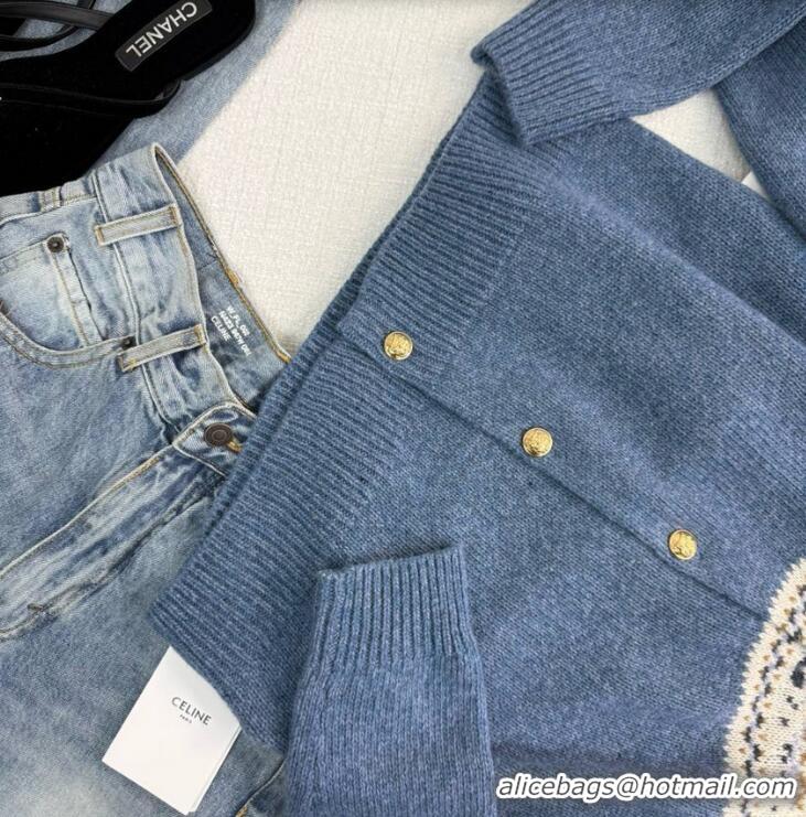 ​Best Price Celine Wool Cardigan C92601 Light Blue 2025