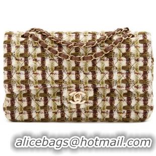 Best Cheap Chanel Classic Tweed Quilted Medium Double Flap Bag A01112 Brown/Beige