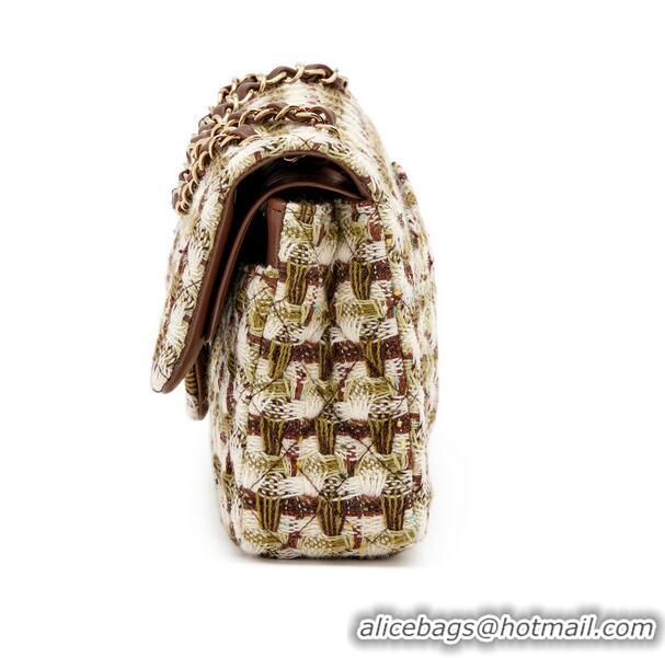Best Cheap Chanel Classic Tweed Quilted Medium Double Flap Bag A01112 Brown/Beige