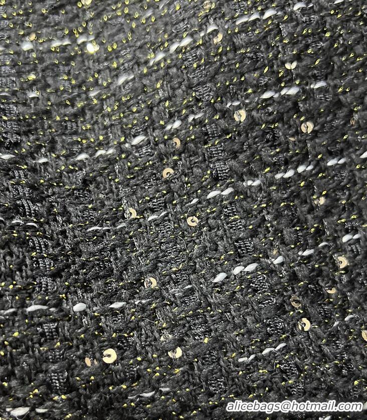 ​New Stylish Discount Chanel Embroidered Tweed Jacket CH1269 Black