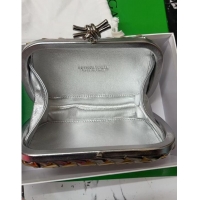 Grade Design Bottega Veneta Knot Clutch in Intreccio lamina bicolor leather 778500 Silver/Gold 2024