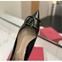 Buy Discount Valentino VLogo Signature Flat Shoes in Patent Calfskin Black 2025 VA082104