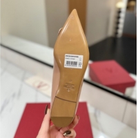 Classic Hot Valentino VLogo Signature Flat Shoes in Patent Calfskin Pale Pink 2025 VA082104