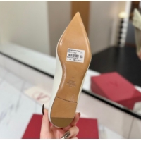 Best Grade Valentino VLogo Signature Flat Shoes in Patent Calfskin White 2025 VA082104