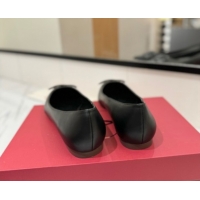 Purchase Valentino VLogo Signature Flat Shoes in Calfskin Leather All Black 2025 VA082104