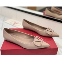 Best Price Valentino VLogo Signature Flat Shoes in Calfskin Leather Dusty Nude 2025 VA082104
