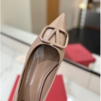 Best Price Valentino VLogo Signature Flat Shoes in Calfskin Leather Dusty Nude 2025 VA082104