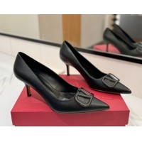 Best Product Valentino VLogo Signature Pumps 7.5cm in Calfskin Leather All Black 2025 VA082104