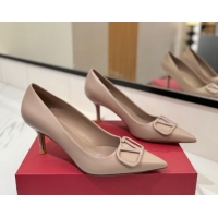 Popular Style Valentino VLogo Signature Pumps 7.5cm in Calfskin Leather Light Pink 2025 VA082104