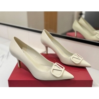 Good Product Valentino VLogo Signature Pumps 7.5cm in Calfskin Leather All White 2025 VA082104