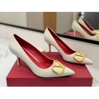 Grade Quality Valentino VLogo Signature Pumps 7.5cm in Calfskin Leather White/Gold 2025 VA082104