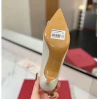 Grade Quality Valentino VLogo Signature Pumps 7.5cm in Calfskin Leather White/Gold 2025 VA082104