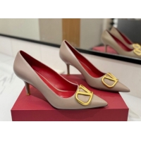 Most Popular Valentino VLogo Signature Pumps 7.5cm in Calfskin Leather Dusty Beige 2025 VA082104