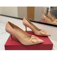 Pretty Style Valentino VLogo Signature Pumps 7.5cm in Patent Calfskin Pale Pink 2025 VA082104