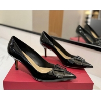 Good Looking Valentino VLogo Signature Pumps 7.5cm in Patent Calfskin All Black 2025 VA082104