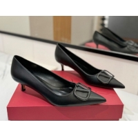 Sumptuous Valentino VLogo Signature Pumps 4.5cm in Calfskin Leather All Black 2025 VA082104