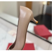 Charming Valentino VLogo Signature Pumps 4.5cm in Calfskin Leather All Dusty Beige VA082104