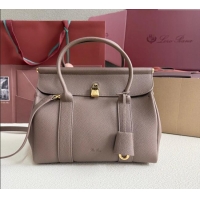 Low Cost Loro Piana Loom Top Handle bag L25 in Grained Calfskin Leather 0925 Rock Grey 2025