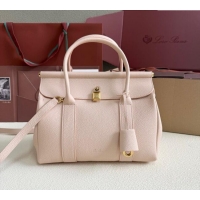 Loro Piana Loom Top Handle bag L25 in Grained Calfskin Leather 0925 Cream Honey Pink 2025