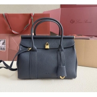 Well Crafted Loro Piana Loom Top Handle bag L25 in Grained Calfskin Leather 0925 Dark Royal Blue 2025