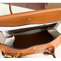 Luxury Discount Loro Piana Loom Top Handle bag L25 in Textured Calfskin Leather 0925 Brown 2025