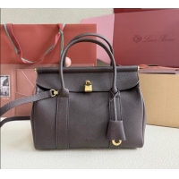 Grade Discount Loro Piana Loom Top Handle bag L25 in Grained Calfskin Leather 0925 Coffee Brown 2025