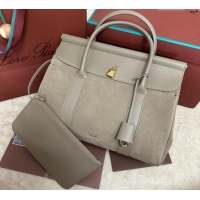 Top Grade Loro Piana Loom Top Handle bag L32 in Nubuck and Calfskin Leather 0925 Grey 2025