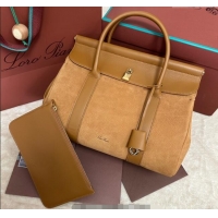 Most Popular Loro Piana Loom Top Handle bag L32 in Nubuck and Calfskin Leather 0925 Brown 2025